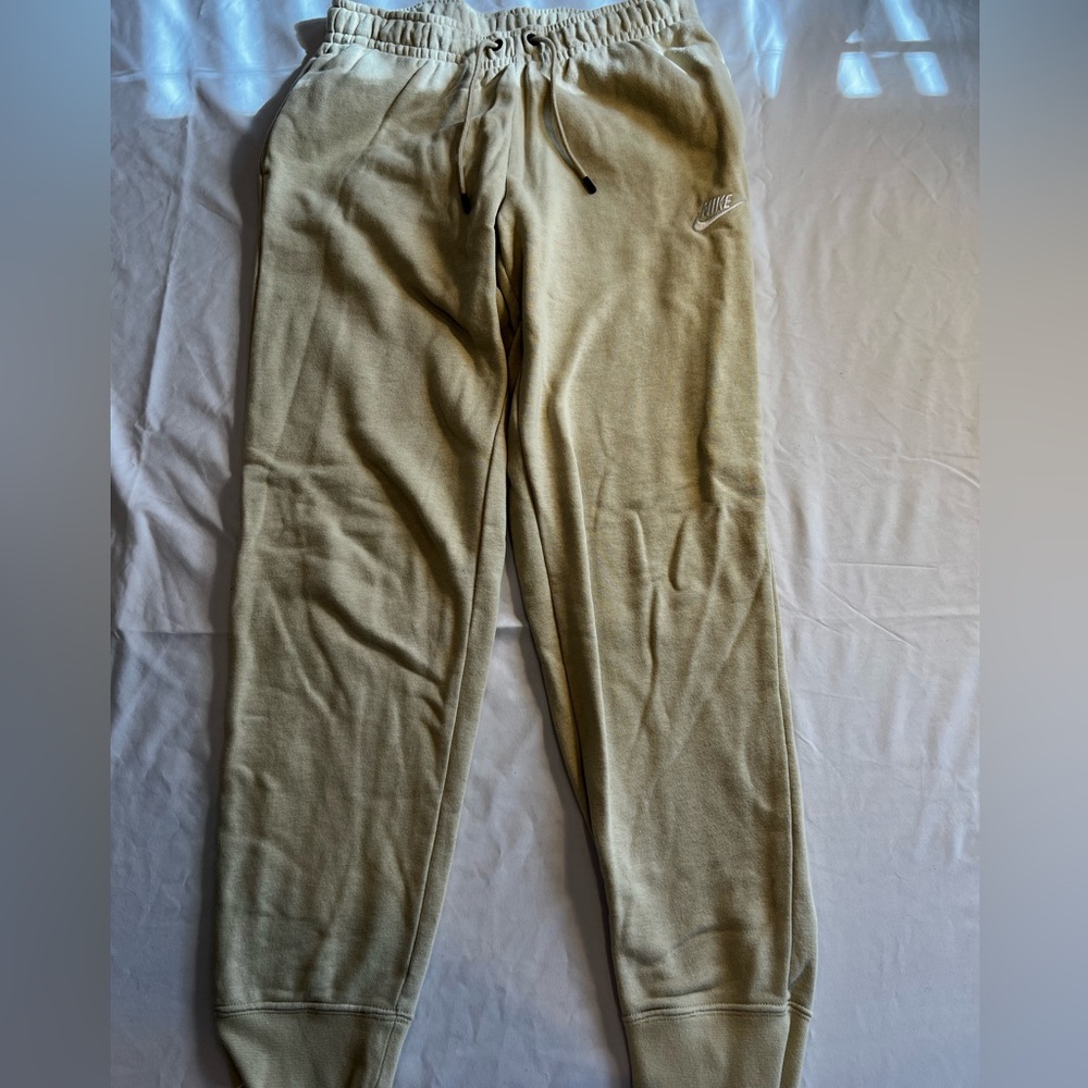 Nike, tied waistband joggers, tan, size small